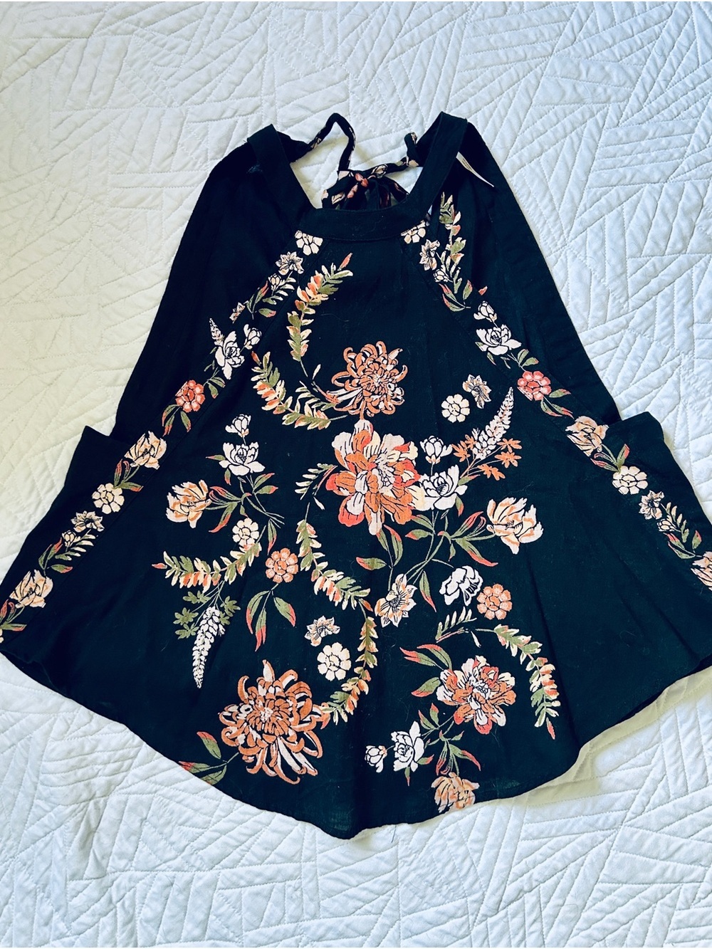 Free People Emily Print Halter Tank in Black
